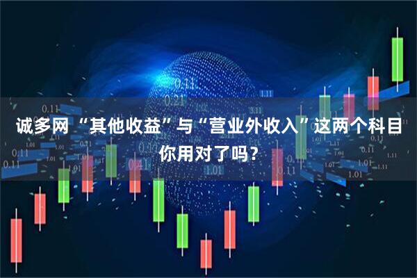 诚多网 “其他收益”与“营业外收入”这两个科目你用对了吗？